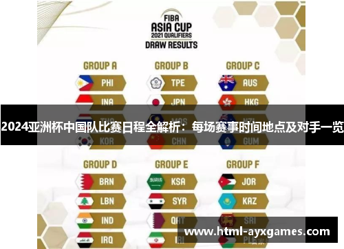 2024亚洲杯中国队比赛日程全解析:每场赛事时间地点及对手一览 2024亚洲杯中国队比赛日程全解析:每场赛事时间地点及对手一览