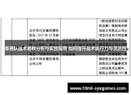 香港队战术易教分析与实践指南 如何提升战术执行力与灵活性
