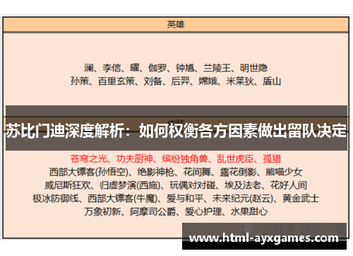 苏比门迪深度解析：如何权衡各方因素做出留队决定